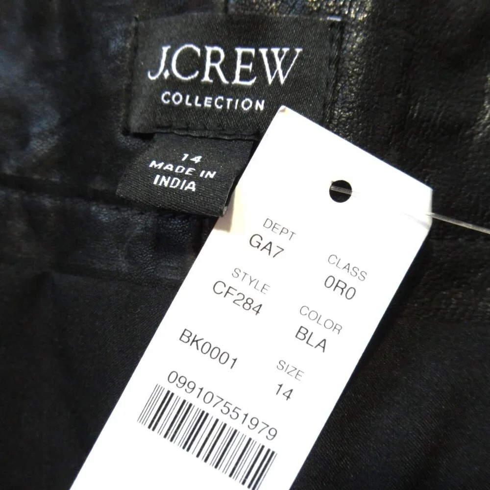 NWT J.Crew Collection Straight-leg Leather Pant in Black Heavyweight Relaxed 14
